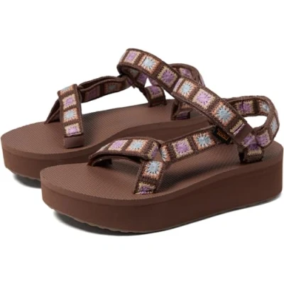 Image of Teva FLATFORM UNIVERSAL CROCHET Womens Platform Sandals in Brown 5 UK