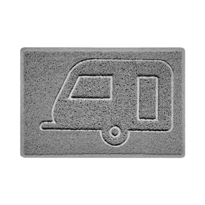 Image of Nicoman CARAVAN Embossed Shape Door Mat Dirt Trapper Jet Washable Doormat (Use Indoor or Sheltered Outdoor) (60x40cm/23.6x15.7inches, Small) Grey