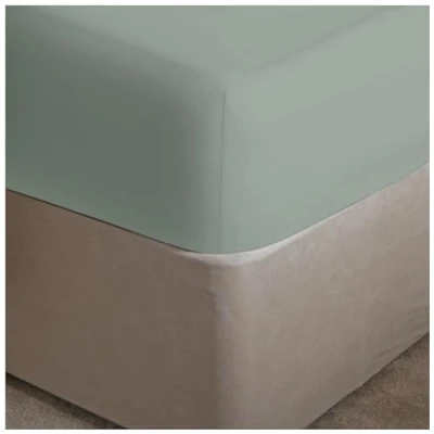 Image of GC GAVENO CAVAILIA King Size Fitted Sheet Extra Deep Pockets (16&quot; 40cm) Fade Resistant Washable Linen Duck Egg