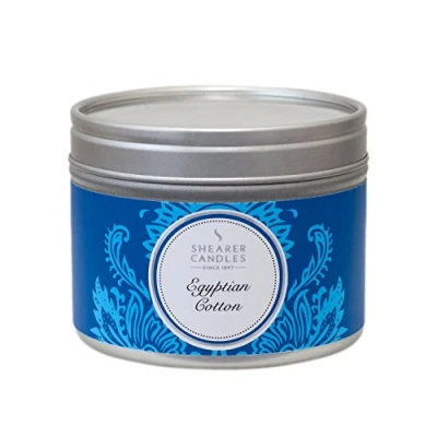 Image of Shearer Candles Egyptian Cotton Small Scented Silver Tin Candle White