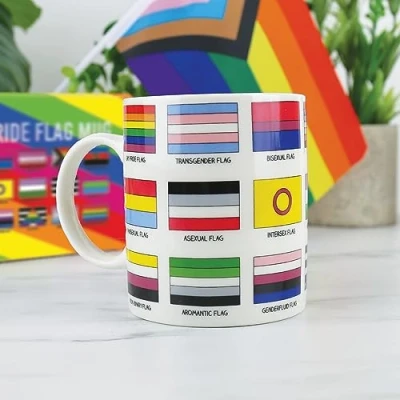 Image of Gift Republic Pride Flag Mug LGBTQIA+ Coffee Cup Ceramic Rainbow Colourful Flags Month