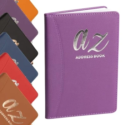 Image of Purple A to Z Telephone Address Book Index Hard Back Cover with Pen Addresses Home Office Work (Purple)