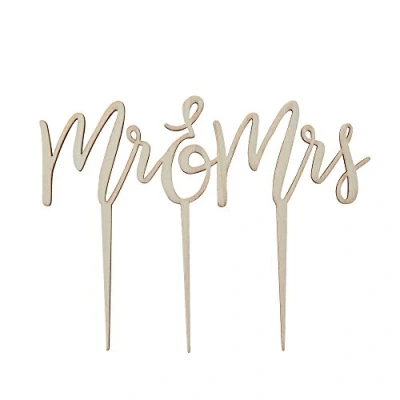 Image of Ginger Ray Mrs Designer Wooden Cake Wedding Topper Decoration Boho