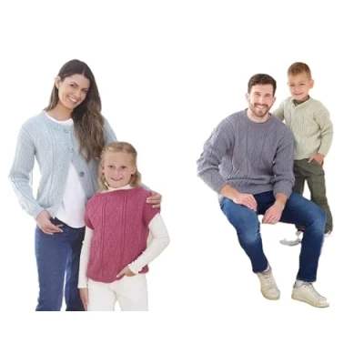 Image of King Cole Cardigan Sweater &amp; Top Double Knit Knitting Pattern Kids Adults 6266
