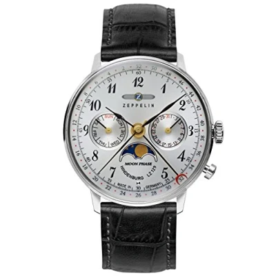 Image of Zeppelin Unisex Chronograph Quartz Watch with Leather Strap 7037 1