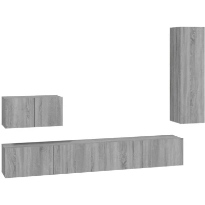 Image of vidaXL 4 Piece TV Cabinet Set Grey Sonoma Engineered Wood