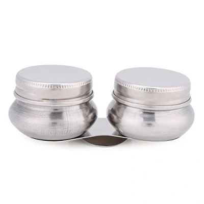 Image of Large Mouth Double Dipper Palette Cup, Stainless Steel Cup Oil Paint Megilp Turpentine Solvent Container with Lid