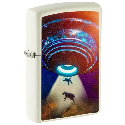 Image of Zippo Design Green Windproof Lighter, refillable, in Gift, Metal, Glow The Dark UFO, One Box