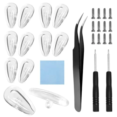 Image of HiCycle2 6 Pairs set glasses Nose Pads, Tear Drop Shaped Upgraded Soft Silicone Air Chamber Eyeglass Pads Contains a pair of tweezers, screwdriver and screws(Scerw in,14 * 7mm)