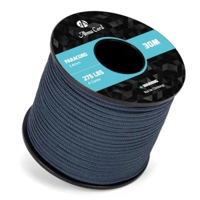 Image of Abma Cord 2.4mm Paracord 275 30m Nylon Rope 4 Strands Tactical Parachute Max. 125kg (275lbs) Navy Blue