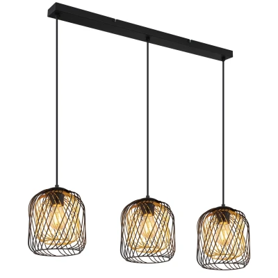Image of Dichti Bar Pendant Ceiling Light Matt Black 3x E27
