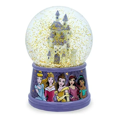 Image of Silver Buffalo Disney Princess Castle Featuring Cinderella, Aurora, Belle, Ariel, and Jasmine Light Up Snow Globe, 100mL, Multicolor (DP1524J9)