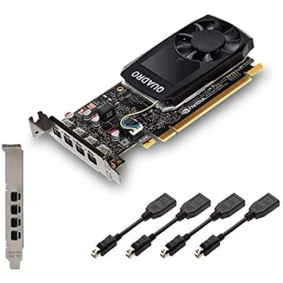 Image of Dell Nvidia Quadro P1000 4GB GDDR5, 640 Cuda Cores, 4x Mini DisplayPort Low &amp; High Profile PCIe Express Professional Graphic Card Black Includes 4 Display cables (Renewed)
