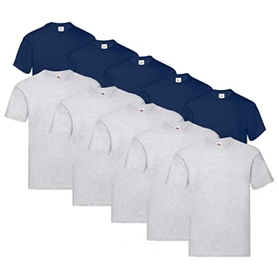 Image of Fruit of the Loom Men&#039;s Original T Shirt (Pack 10), 10x Navy + 1 Hl Purchase Notepad, XL
