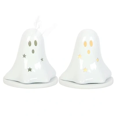 Image of Something Different Wholesale Hey Boo Ghost Ceramic Tea Light Holder Spooky Halloween Candle for Hauntingly Beautiful Ambiance Perfect Decor