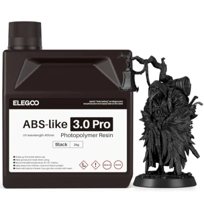 Image of ELEGOO ABS Like Resin 3.0 Pro Resin, UV 3D Printer with Strong Scratch Resistance and Impact Resistance, Photopolymer for LCD Black 2000g