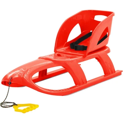Image of vidaXL Sledge with Seat Red 102.5x40x23 cm Polypropylene