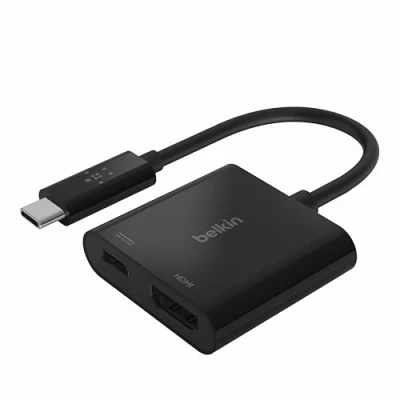 Image of Belkin USB C to HDMI Adapter + Charging (4K UHD Video Support, Power Passthrough up 60W for Connected Devices)