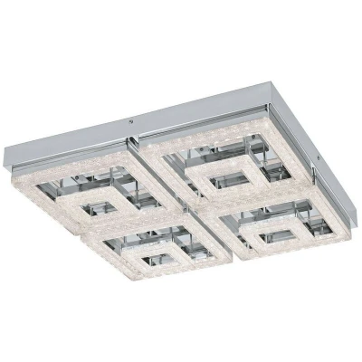 Image of Eglo Lighting Fradelo Integrated LED Square Flush Ceiling Light Chrome Crystal