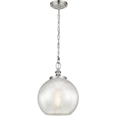 Image of Tabby 1 Light Dome Ceiling Pendant Brushed Steel, E27
