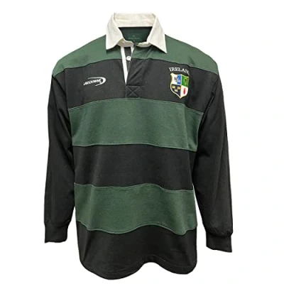 Image of Lansdowne Four Provinces Embroidered Striped Ireland Rugby Shirt (L)
