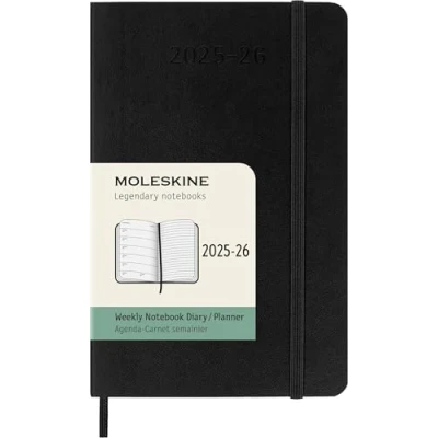 Image of Moleskine 18 Monate Wochenkalender 2025/2026, P/A6, 1 Wo = Seite, Rechts Linierte Weicher Einband, Schwarz