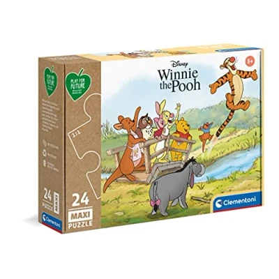 Image of Clementoni 20259 Winnie The Pooh 24 maxi pieces Made in Italy 100% recycled materials, jigsaw puzzle for kids