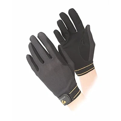 Image of Shires Aubrion Mesh Horse Riding Gloves Child Sizes in Black Medium,