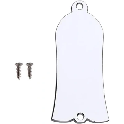 Image of Bell Style Guitar Truss Rod Cover,2 Holes Metal Cover with Screws,Bell Shaped Fit for Les Paul LP SG Parts Replacement (Chrome)