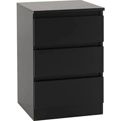 Image of Seconique Bedside, Engineered Wood, Black, W 400mm x D H 600mm