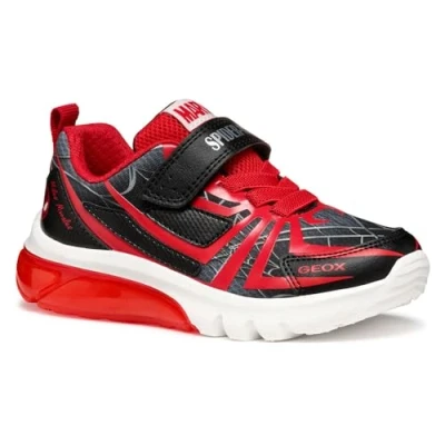 Image of Geox Light UP Spiderman Ciberdron BOY Trainers for kids, Size: 1.5, Black/red Imitation leather/ textile