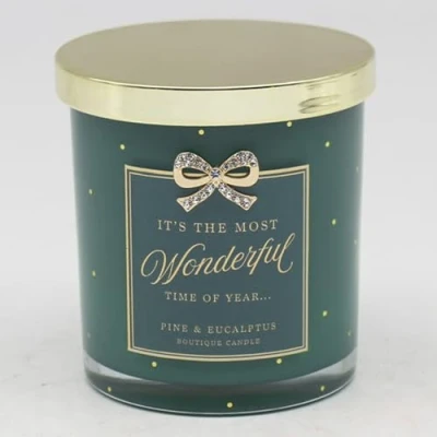 Image of Pine &amp; Eucalyptus Hand Poured Boutique Candle It;s The Most Wonderful Time of Year