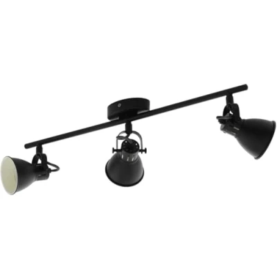 Image of EGLO Seras 1 Ceiling Light 3 Bulb Industrial Modern Classic Steel Spotlight Living Room Lamp in Black Kitchen Spotlights with GU10 Socket