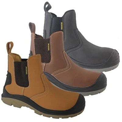 Image of Maxsteel MENS SAFETY DEALER CHELSEA LEATHER WORK BOOTS STEEL TOE CAP &amp; MIDSOLE SHOES