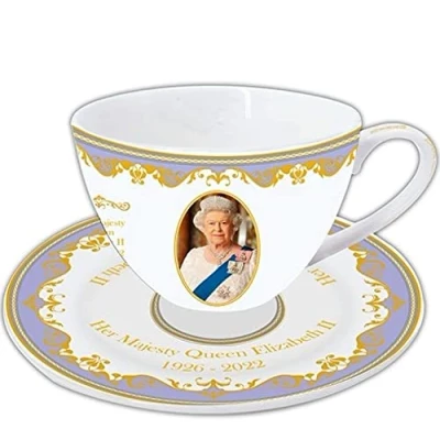 Image of The Leonardo Collection Majesty Queen Elizabeth II Commemorative Cup and Saucer, LP18218, White