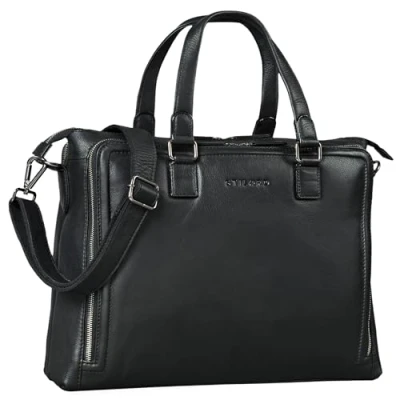 Image of STILORD &#039;Claire&#039; Women&#039;s Business Bag Genuine Leather 15 Inch Briefcase Laptop DIN A4 Shoulder and Handbag for Office, Colour:Black