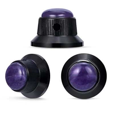 Image of Guyker Top Hat Guitar Bass Potentiometer Control Knobs with 6mm Dia. Shaft Pots 3PCS Bell Speed Tone Volume Knob Replacement for Electric or Precision Bass, Amethyst Stone