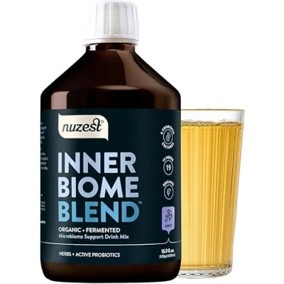 Image of Nuzest Inner Biome Blend Liquid Probiotic Digestive Health &amp; Microbiome Support 8 Microbiotic Cultures, 19 Fermented Herbs Vegan Microbiotics for Gut Organic (500mL, Berry)