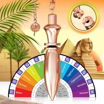 Image of ThOT Deluxe Egyptian Dowsing Divinatory Pendulum in Copper Brass (37g) and Chain Model