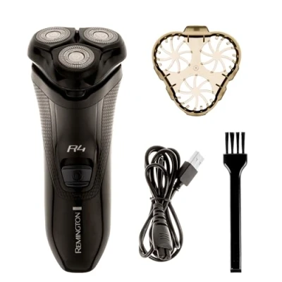 Image of Remington Mens Electric Rotary Shaver R4 (Dual Track Blades, Flexing Blades and pivoting Neck, 40mins Usage, Pop up Trimmer, 3 Day Stubble Styler Guard, Cordless, Cleaning Brush) R4002