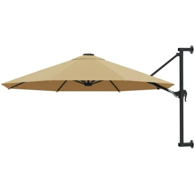 Image of vidaXL Wall Mounted Garden Parasol with Metal Pole 300 cm Taupe