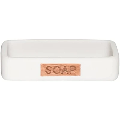 Image of Sealskin Pierra Soap Dish, Polyresin, White, 8.6 x 2.5 12.2 cm