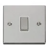 Image of Click deco polished chrome VPCH411WH ‘Ingot’ 1 Gang 2 Way Plate Switch white insert
