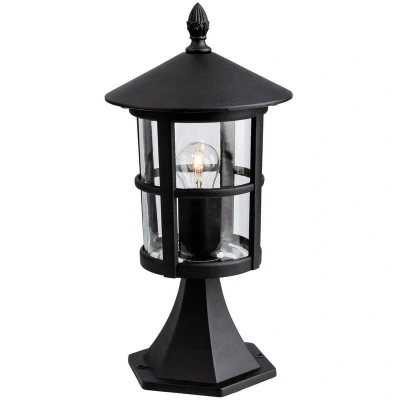 Image of Stratford 1 Light Outdoor Lantern Pillar Black IP44, E27