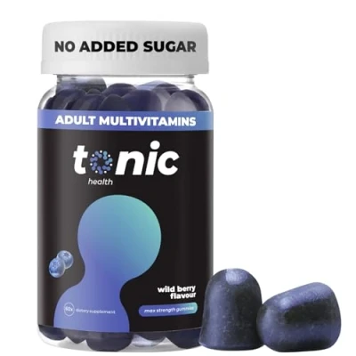 Image of Tonic Health Multivitamin Gummies for Adults 14 in 1, Vitamins A, C, D, Zinc &amp; Biotin, Wild Berry Flavour, Month Supply (60 Count), No Added Sugar, Sweeteners, Vegan Vitamin