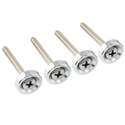 Image of Musiclily Pro 15mm Steel Neck Joint Bushings Ferrules with Screws for Electric Guitar Bass, Chrome (Set of 4)