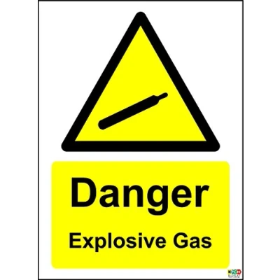 Image of Danger Explosive Gas Safety Sign Self Adhesive Sticker 300mm x 200mm