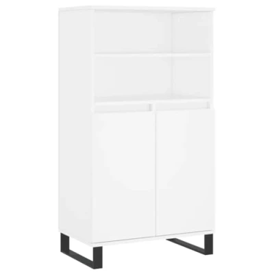 Image of vidaXL Highboard in White Durable Engineered Wood Sideboard with Metal Feet Ample Storage Cabinet for Home