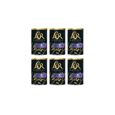 Image of L’OR Artiste Vigoroso Instant Coffee 95g Intensity 8 (Pack of 6 Tins, Total 570g)