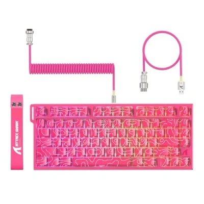 Image of ATTACK SHARK R82 HE Wired 75% Gaming Keyboard, Magnetic Switch, 8000Hz Polling Rate, Ultra Precision 0.005mm RT Tech, RGB Backlit, Top 5 Sound Dampening Layers, with C01ULTRA LED Cable (Pink Contours)
